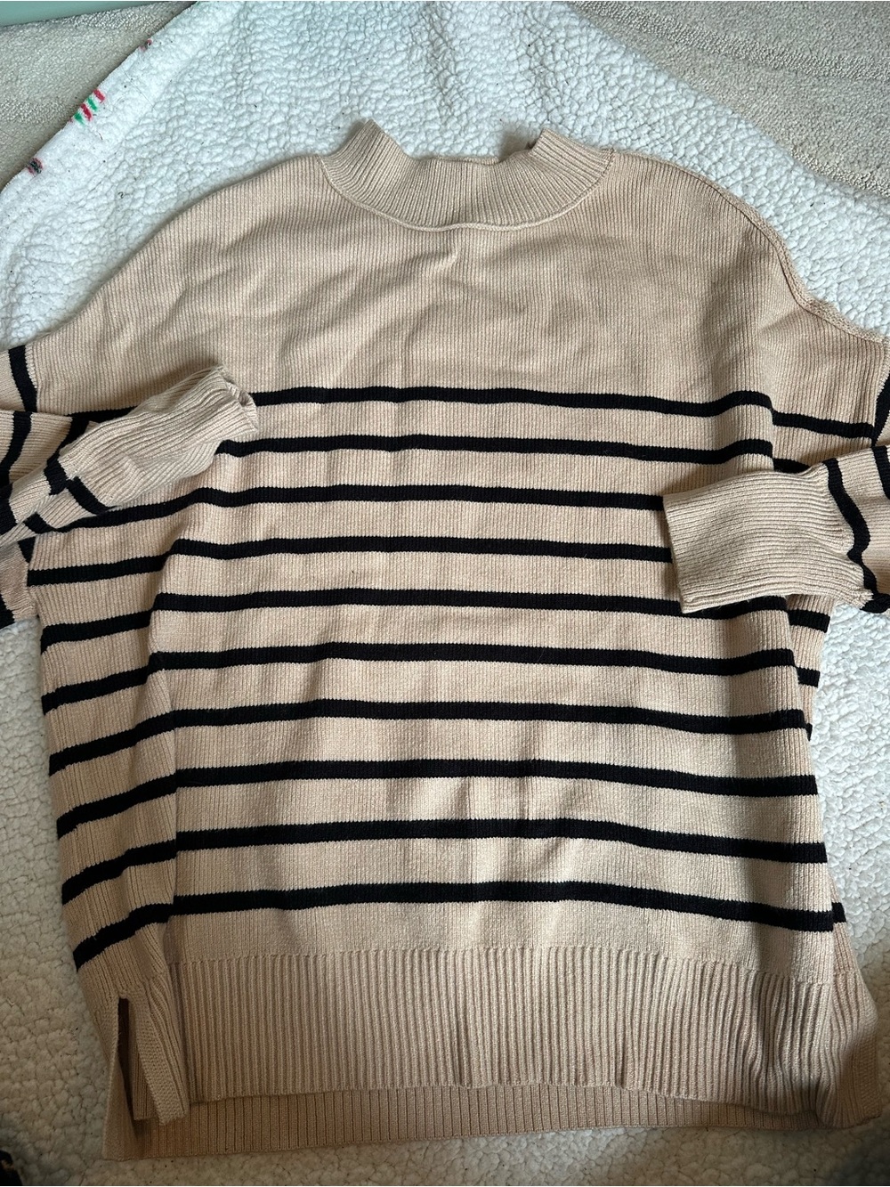 Striped Beige and Black Knit Sweater